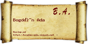 Bogdán Ada névjegykártya